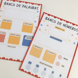 Painéis Banco de palavras e números