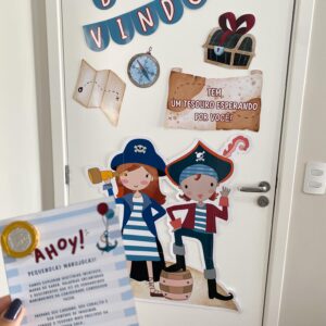 Painel de porta Bem-vindos: tema Pirata + plano de aula