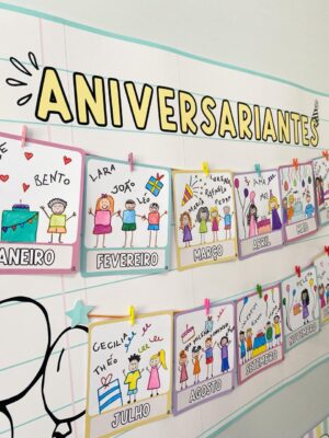 Painel Aniversariantes Ilustrado (Coleção Candy)