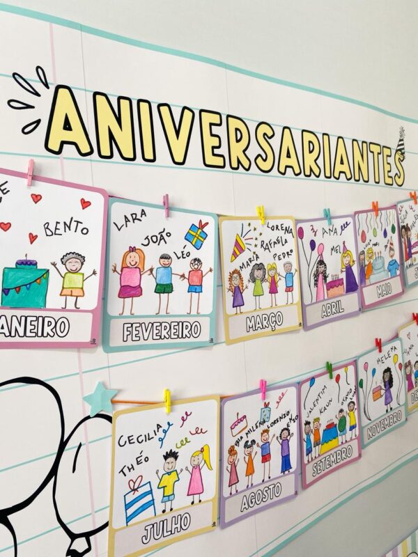 Painel Aniversariantes Ilustrado (Coleção Candy)