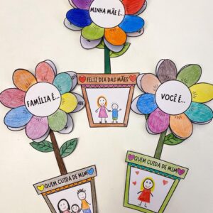 Cartão interativo Flor - Dia das mães/Família/Quem cuida de mim